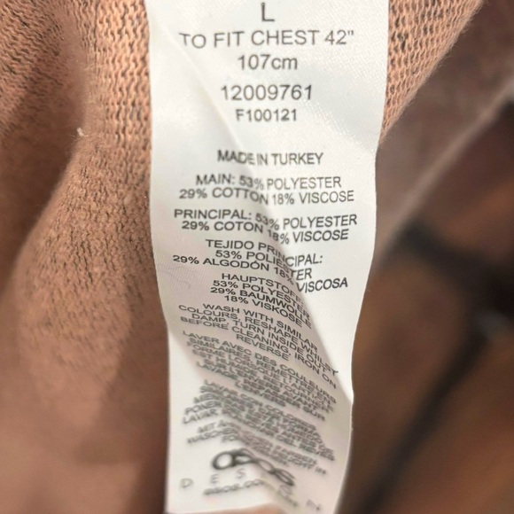 Asos Design Oversize T Shirt In Heavyweight Pink Heather With Chest Badge H Sz L - Picture 8 of 8